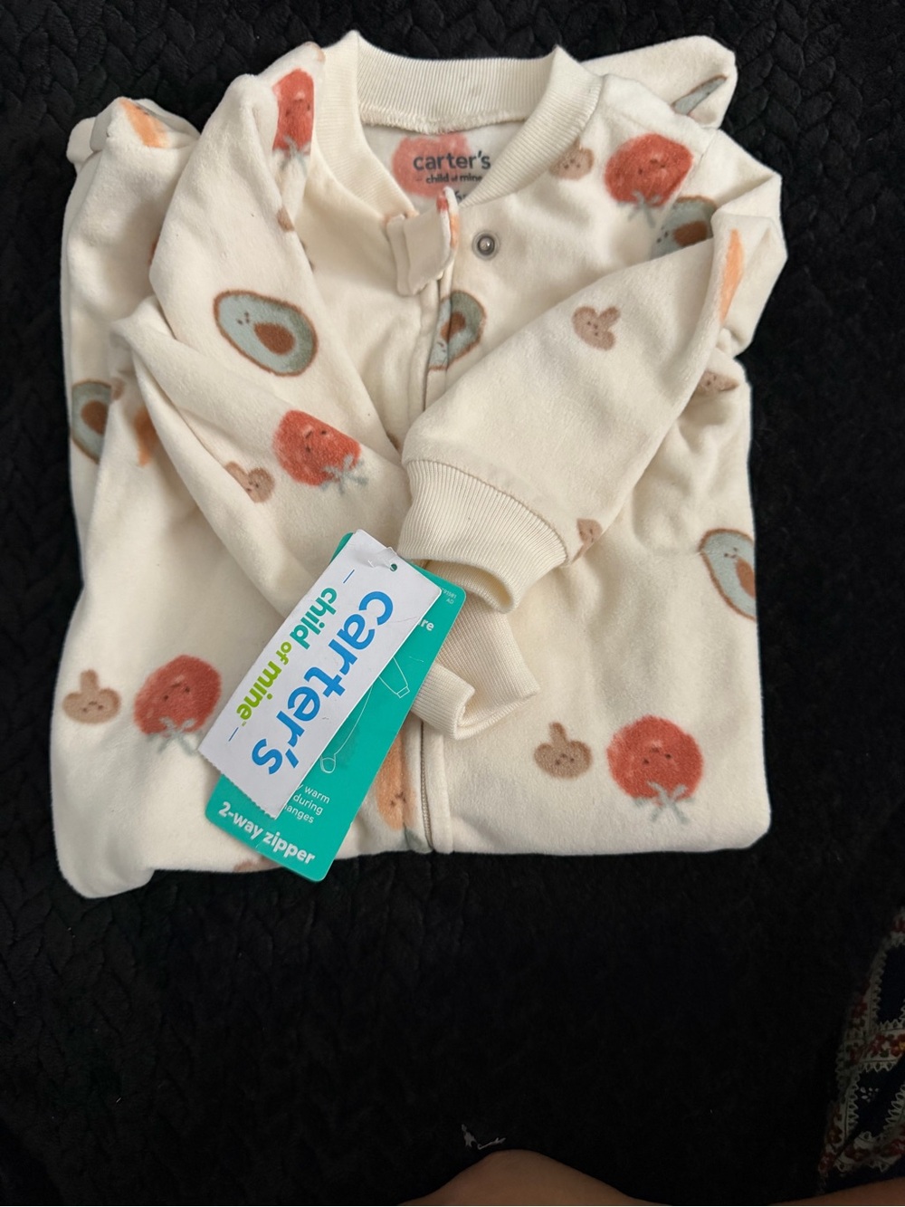 Carter's Cream One-Piece Zipper Pajama with Fruit Print